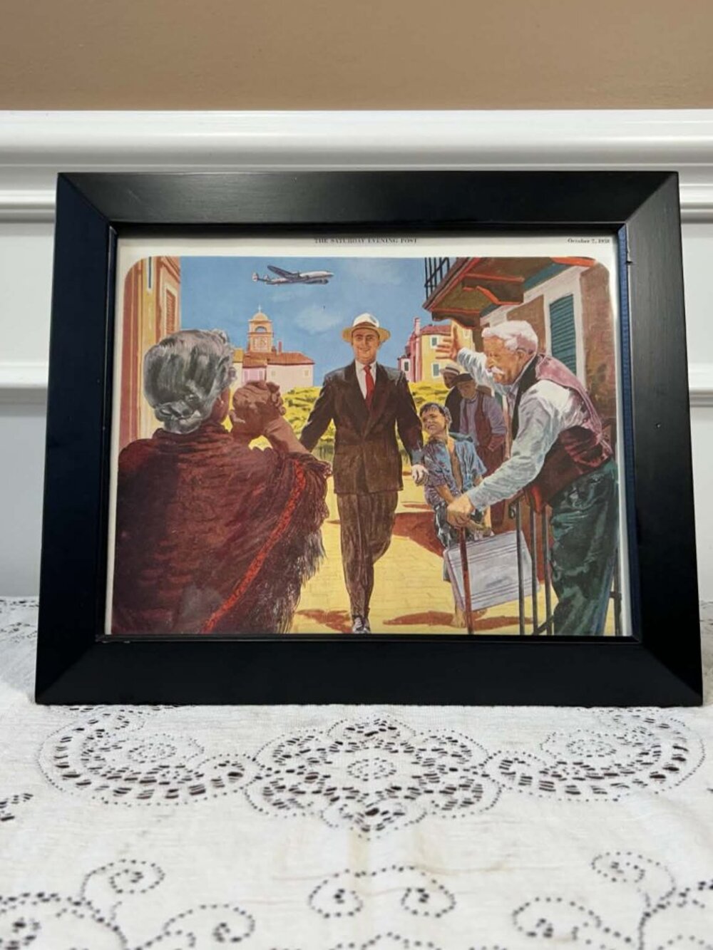 Vintage 1950 TWA Airline Ad Framed Wall Art